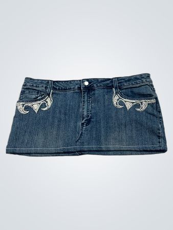 Denim Skirt with Beaded Design