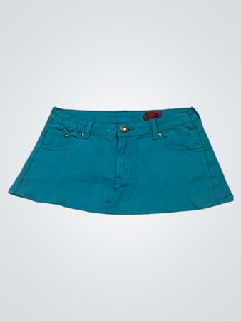 Teal Skirt with Embellished Pockets