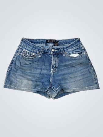 Love x Indigo Women's Denim Shorts with Butterfly Embellishments