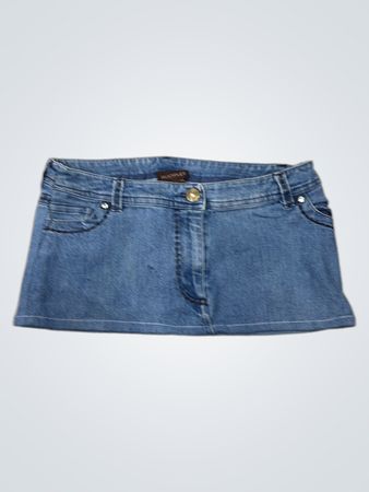 MULTIPLES Women's Blue Denim Mini Skirt with Embellished Pockets