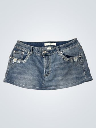 Women's Denim Skirt with Rhinestone Embellishments