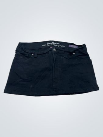 Gloria Vanderbilt Schwarzer Denim-Minirock mit verzierten Taschen