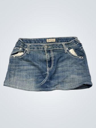 Earl Jean Denim Mini Skirt with Embellished Pockets