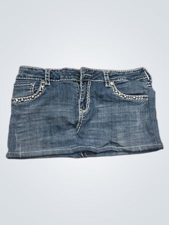 LA dol usa Jupe Mini en Denim avec Papillon en Strass