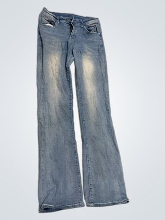 Blue Flared Jeans with Embroidered Pockets