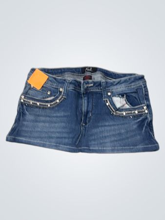 Earl Denim Mini Skirt with Embellishments