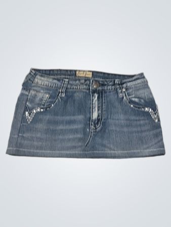 Earl Jean Jeans-Minirock mit Strassverzierungen