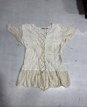 Tera Bora Weiß Schnürung Korsett Stil Bluse