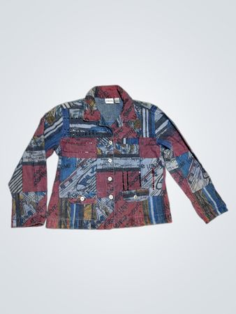 Chico's Patchwork-Denimjacke mit Pailletten