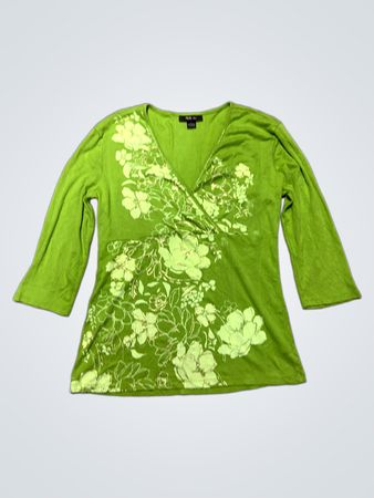 Style & Co. Grün Floral Print 3/4-Ärmel Oberteil