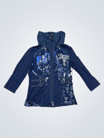 Biba Navy Grafikdruck Reißverschluss-Hoodie