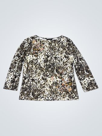 LIZ JORDAN Damenoberteil mit Animal-Print und Verzierungen, langärmlig