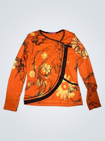 DPM von Depech Mod Langärmeliges Oberteil mit orangeblumigem Muster