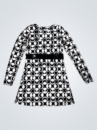 Lindex Schwarz-Weißes Kreismuster Langarmkleid