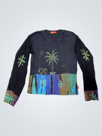 MIMIFALIE Langarm-T-Shirt mit tropischer Szene