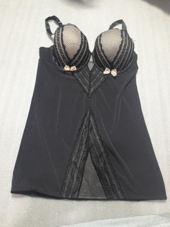 Peacocks Chemise mit schwarzer Spitzenkante