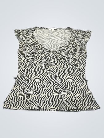 KOOKAI Damen Top mit schwarz-weißem Muster