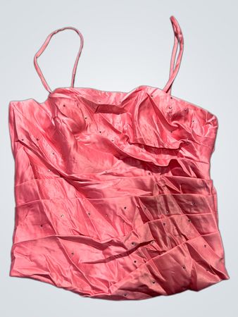 Rebecca Pink gerafftes Cami-Top mit Strasssteinbesatz