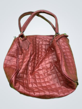 Brown Quilted Leather Tote Bag