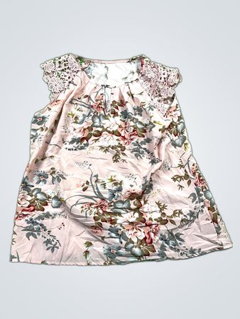 Printed Floral Lace Sleeve Blouse