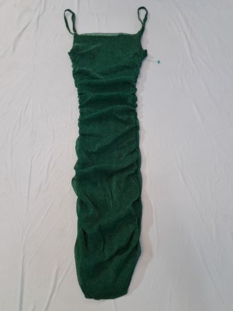 Green Glitter Ruched Bodycon Dress