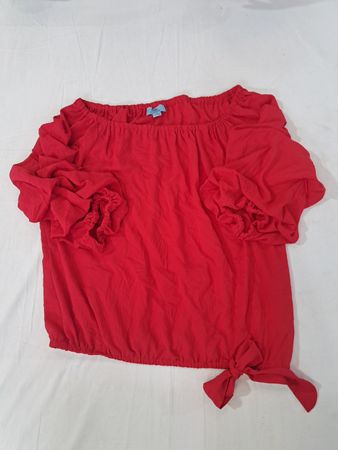 CeCe Red Off-The-Shoulder Top