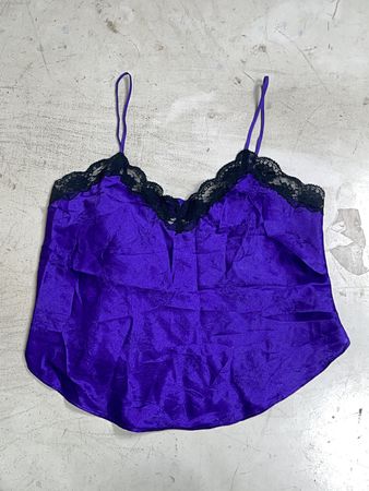 Purple Satin Camisole with Lace Trim
