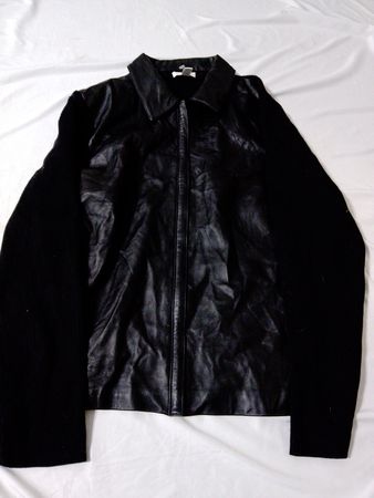 Charter Club Black Leather-Trimmed Sweater