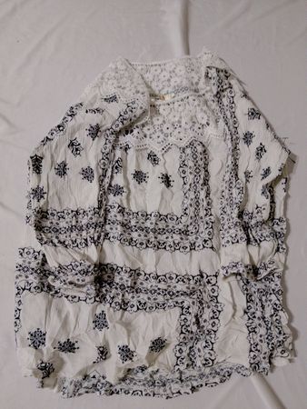 White Blouse with Black Floral Pattern