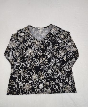 Black and White Floral Blouse