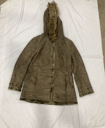 Brown Hooded Winter Coat with Fur Trim