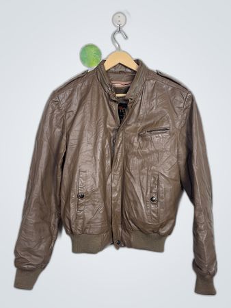 Brown Leather Bomber Jacket