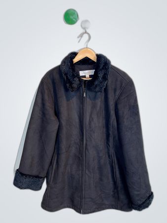Liz Claiborne Schwarze Kunstfelljacke