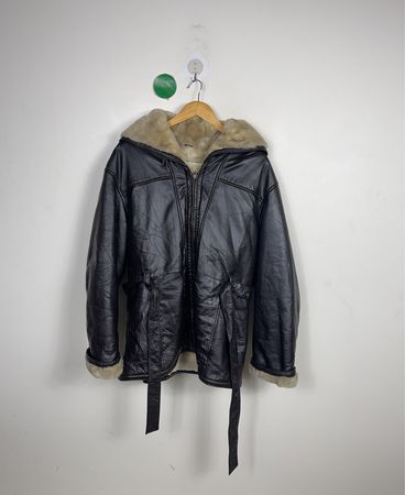 Black Leather Jacket with Fur Trim