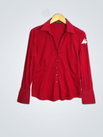 Express Rotes Langarmhemd mit Knopfleiste