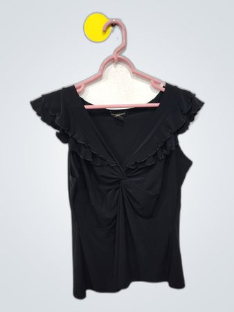 Susan Lawrence Black Ruffled Top