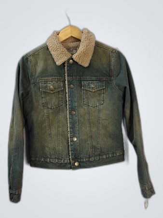 Doki-Gekki Denim Jacket with Shearling Collar