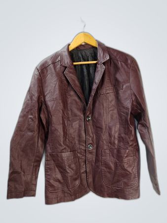 Maroon Leather Blazer