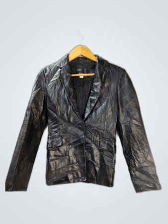 First Leather Black Leather Blazer