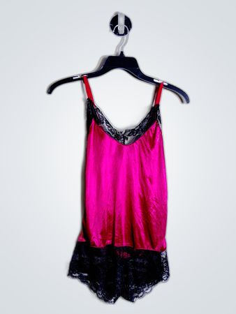 Pink Satin Lace Trim Camisole