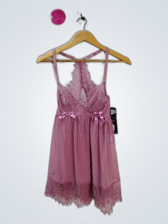 Savage x Fenty Pink Lace Slip Dress