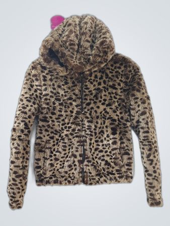 Leopard Print Faux Fur Hooded Jacket