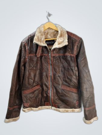 Cuttie & Lei Chaqueta Bomber de Cuero Marrón