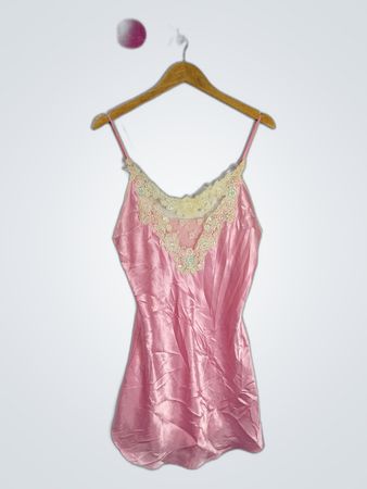 Pink Lace-Trimmed Chemise