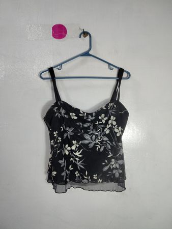 Black Floral Print Camisole Top