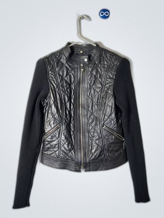 Laurol Black Leather Quilted Jacket