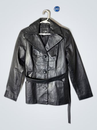 East 5th Black Leather Belted Jacket