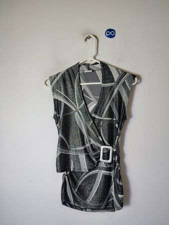 Suzy Metallic Wrap Blouse