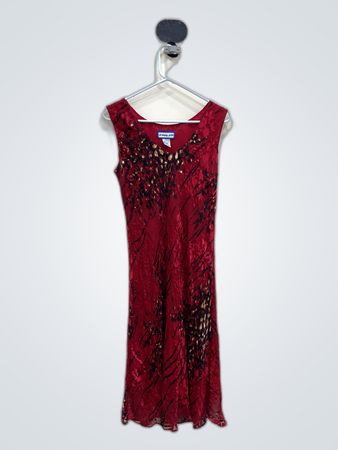 Simply Silk Red Leopard Print Sleeveless Dress