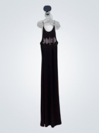 Cache Cache Black Beaded Spaghetti Strap Maxi Dress